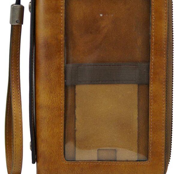 Women's Wallet Leather Clutch Purse and Handbag Wristlet Phone Wallet Case Brown - Picture 1 of 7